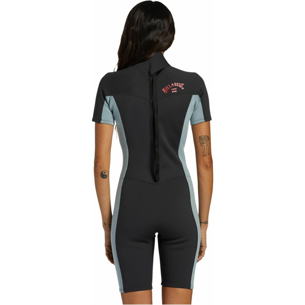 2026 Billabong Womens Foil 2mm Back Zip Shorty Wetsuit ABJW500112 - Washed Black